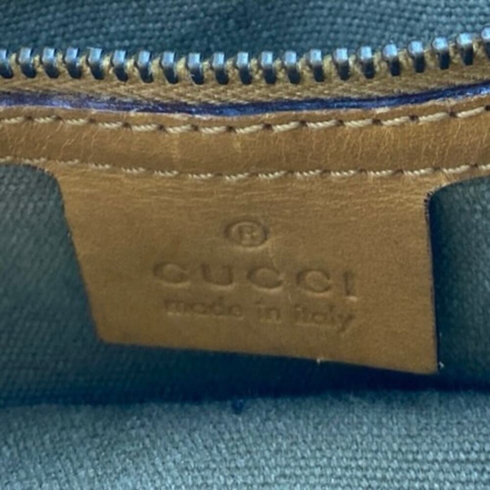 Gucci Women's Gray Green Braided Leather Straps Canvas Tote Shoulder Hand Bag - Picture 7 of 9